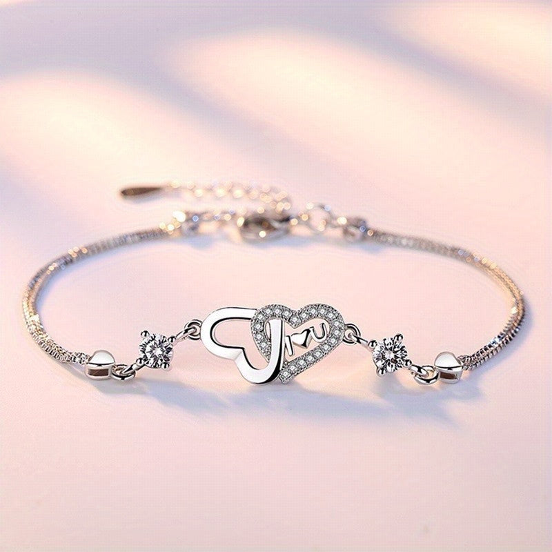925A Boho Y2K-Style Titanium Steel Heart-Shaped Bracelet with Synthetic for Best Friends - An Casual Attire for All Seasons, Ideal for Christmas And Birthday Gifts(Only Bracelet, No Cardstock Gift Box)
