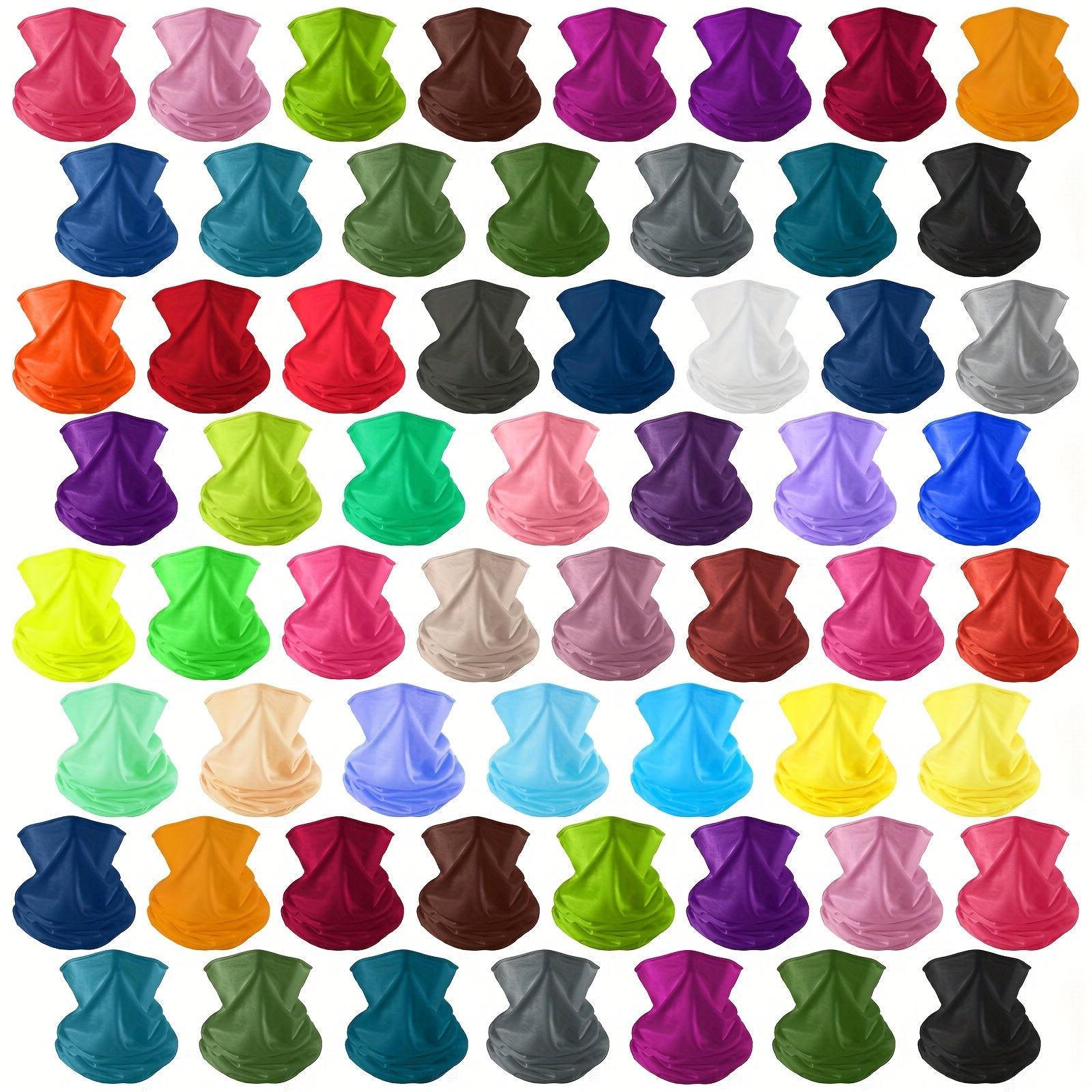 60pcs Neck Gaiter Bulk for Men Women Balaclava Face Mask Coverings Seamless Headwear Bandana Neck Scarf (Solid Pattern)