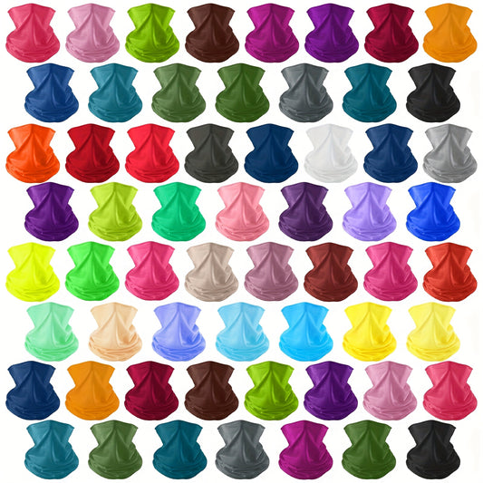 60pcs Neck Gaiter Bulk for Men Women Balaclava Face Mask Coverings Seamless Headwear Bandana Neck Scarf (Solid Pattern)