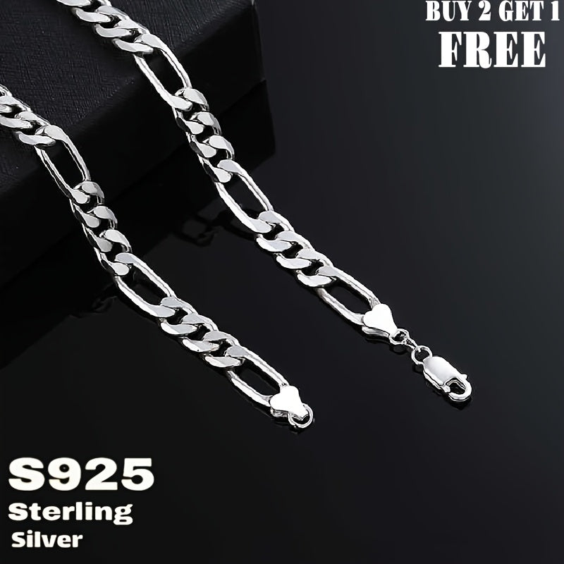 925 Sterling Silver Coarse Figaro Necklace, Retro Minimalist Design, Men'S Necklaces, Women'S Necklaces, Men'S Jewelry, Women'S Jewelry, Fashionable Jewelry Gifts, With Gift Box, Buy 2 Get 1 Free, Total Weight Of The Product(6.25g)