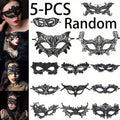 5pcs Sexy Black Fabric Lace Eye Masks Set Random Lace Mask | Half-Face Mask Women Party Cosplay Masquerade Accessories Vintage Hollow Black Flower Eye Masks Proms, Music Festivals, And Holiday Wear Accessories