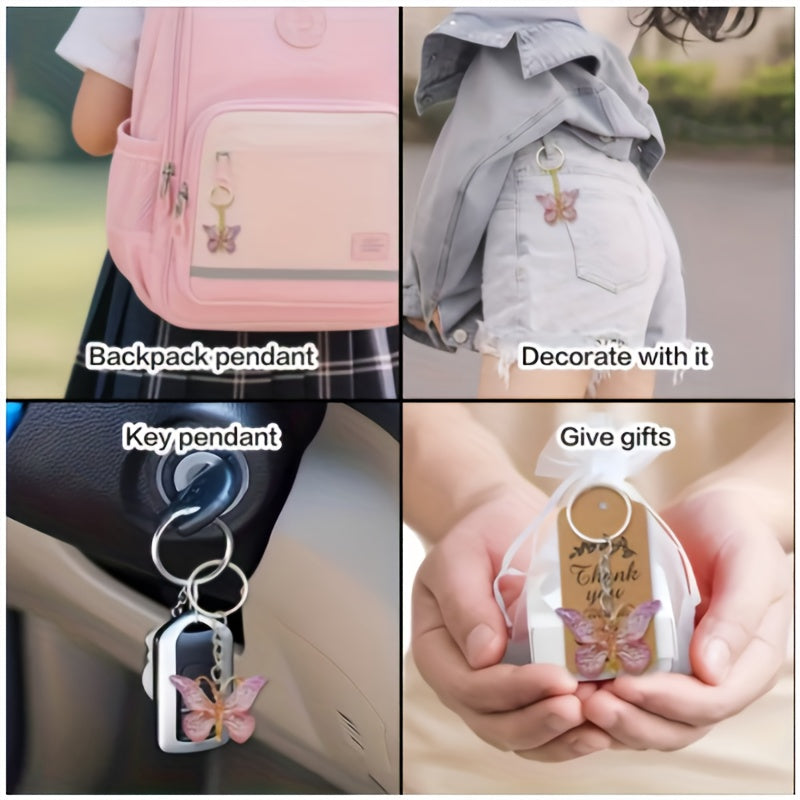 36pcs Set Butterfly Keychain for - Gradient Color Butterfly Charms with Round Ring Clasp, Elegant Layering Key Ring Accessory, Bulk Pack for Parties Weddings Birthdays (Decorative Gift Set)