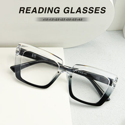Reading Glasses 8-Pack Retro Print Color Clash Rectangular Spring Hinge Women Fashion Party Holiday Gift Eyewear Magnification +100 to +400 Colorful Trendy