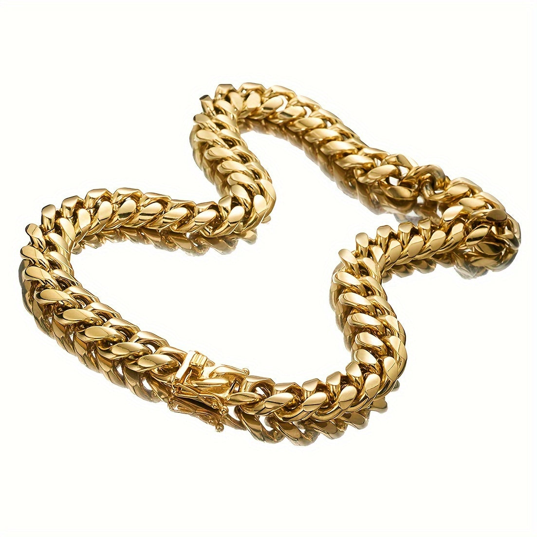 Cuban Link Chain Necklace for Men - Stainless Steel Gold Plated Hip Hop Thick Chain, 6mm to 22mm Wide, 16 to 30 Inch, Men's Fashion Jewelry Gift