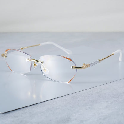 Diamond Reading Glasses Women 3 Pack Rimless Diamond-Inlaid Edge Anti-Glare PC Lens Lightweight Readers 1.0x to 4.0x Phone Computer Book Christmas Holiday Gift