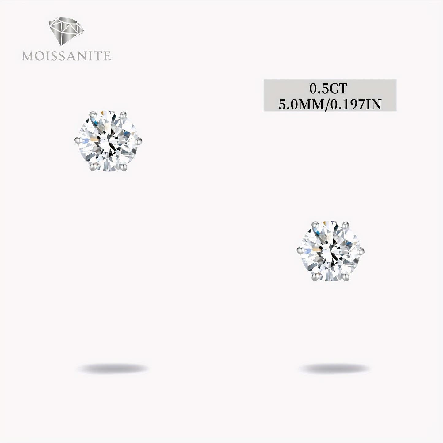 Moissanite Stud Earrings D Color VVS – 925 Sterling Silver Brilliant Round Cut, 1CT to 6CT Options, Diamond Alternative Jewelry Gift with Velvet Pouch for Birthday & Christmas