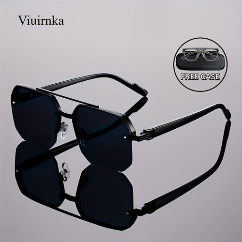 Semi-Rimless Glasses for Women Men - Vintage Half Frame Fashion Eyewear, Lightweight Polycarbonate with Metal Hinge, Retro Aesthetic for Driving Party Daily Wear