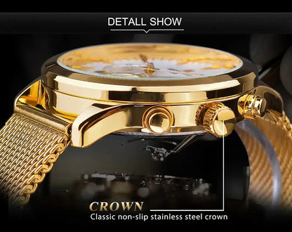 REWARD Men's Chronograph Luminous Watch – Stainless Steel Strap, Date Display, Gold & Black Quartz Wristwatch, Luxury Gift for Him