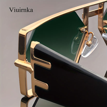 Oversized Square Sunglasses UV400 Hollow Metal Frame - PC Lens Trendy Exaggerated Fashion Eyewear Women Men Beach Vacation Travel 4 Colors