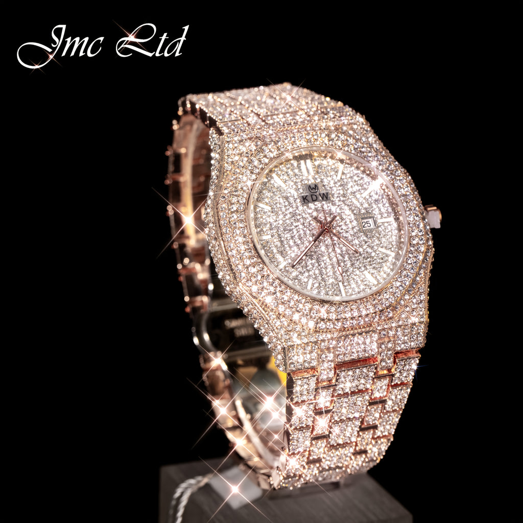 Luxury Hip-Hop Style Watch West Coast Watch For Men Synthetic Fully Diamond-Studded Rhinestone Accessory Watch High-End Design Perfect Christmas Gift Wedding Present And Top Gift Choice, Without Battery