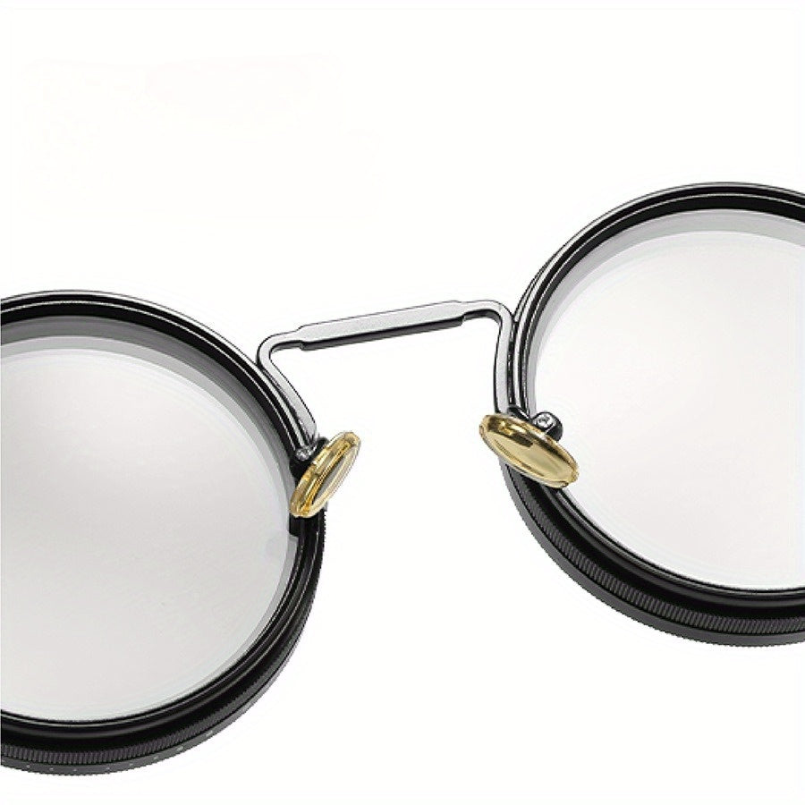 Steampunk Sunglasses Rotatable Flip-Up Lens UV400 Polarized - Vintage Round Goggles Men Women Cosplay Festival Travel Photography 2 Styles