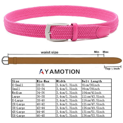 Ratchet Belt for Men & Women - Stretch Woven Elastic Braided, Auto Buckle, 32 Adjustments, Sizes S-XL, 5 Colors, Golf Wedding School Gift