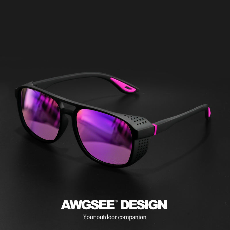 Steampunk Sunglasses Polarized Round Lens UV400 - HD Side Cutout Frame Sports Eyewear Men Women Cycling Fishing Driving 6 Colors