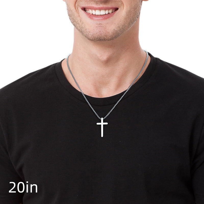 3pcs Cross Necklace For Men, Silvery Black Golden Cross Chain Necklace, Stainless Steel Cross Pendant Jewelry Gifts For Men 16-30 Inches
