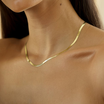 S925 Sterling Silver Flat Snake Chain Necklace – Handmade Hypoallergenic Artistic Design, Unisex Layering Necklace in 18"/20"/22", Versatile Jewelry Gift