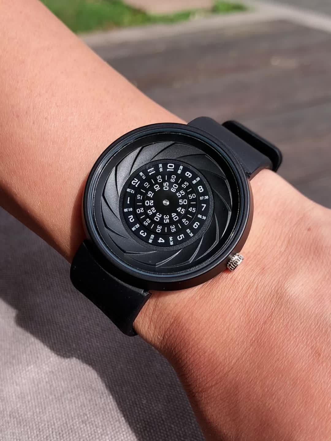 Concept Password Dial Quartz Watch for Men – Unique Fashion Wristwatch with Extra Strap & Tools, Novel Sport Design, Cool Gift Idea