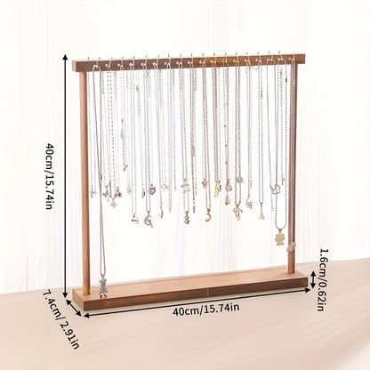 Necklace Display Stand Multi-Hook Rustic Jewelry Rack — Tabletop Organizer for Home, Boutique & Retail | Tool-Free Assembly | 24 or 36 Hooks