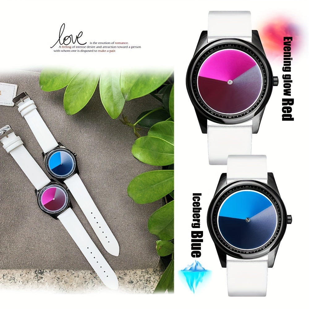 Creative Gradient Watch: Unisex Quartz Timepiece With 3 Mesmerizing Color Designs, Unique Way To Tell Time, Ideal Gift Choice For Holidays & Special Days