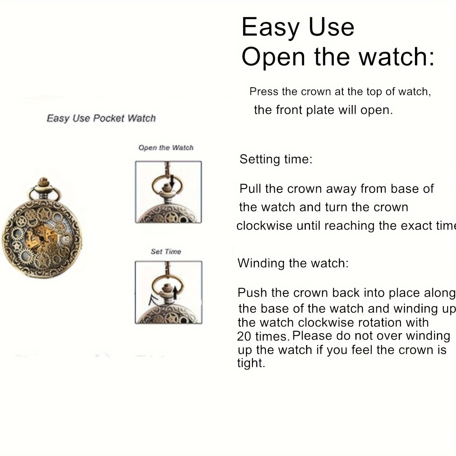 JewelryWe Automatic Mechanical Watch Classic Hollow Gear Skeleton Hand Wind Steampunk Retro Watch with Chain