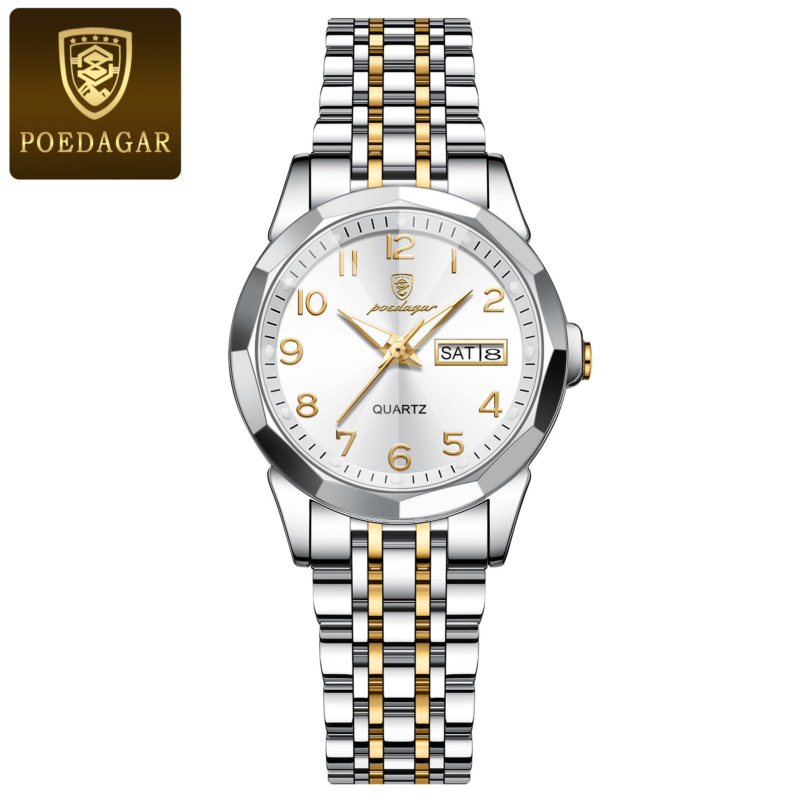 POEDAGAR 3078 Ladies' Fashion Watch, 3ATM, Casual Style, Stainless Steel Band