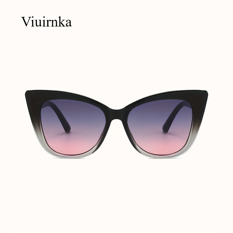 VIUIRNKA Women's Fashion Glasses, New Trendy Cat Eye Fashion Glasses, Luxury Y2K Inspired Design, Ideal for Beach Vacation Cruise And Social Party, with Protection Case And Essential Cleaning Cloth, Retro Charm