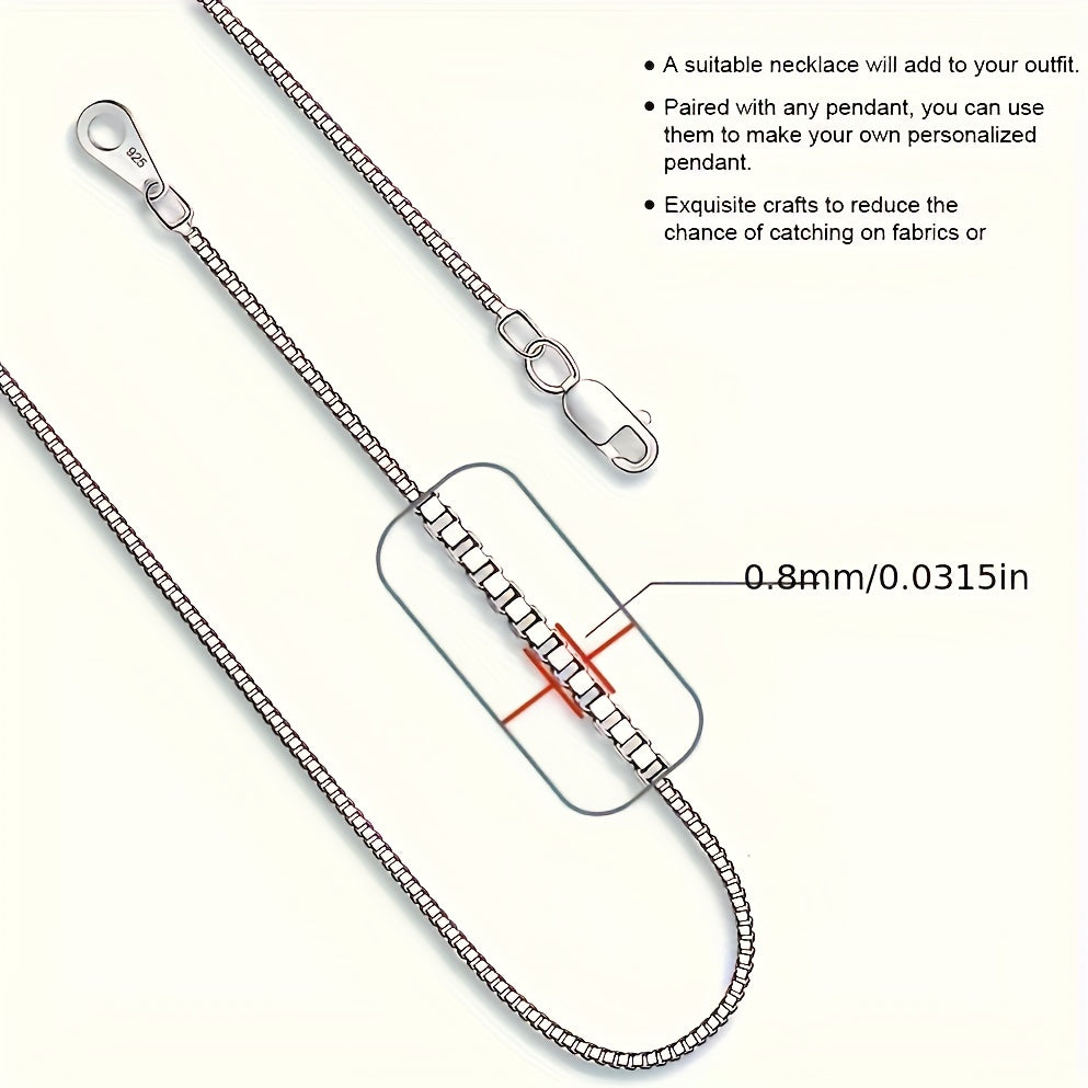 S925 Sterling Silver Women'S Necklace - Box Chain with Lobster Clasp, Dainty & Durable | Perfect for Pendants, 16-24 Inches Adjustable | Women'S Jewelry, Teen Trendy Accessory, Chain/Necklace | Christmas Gift | Local Warehouse