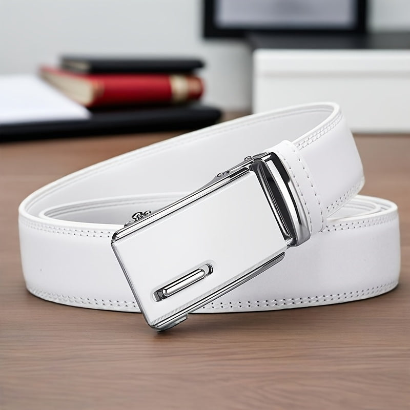 A White Ratchet Belt for Men, Ideal for Jeans, Essential for Professionals, Great for Gifting, an Excellent Choice for Presents