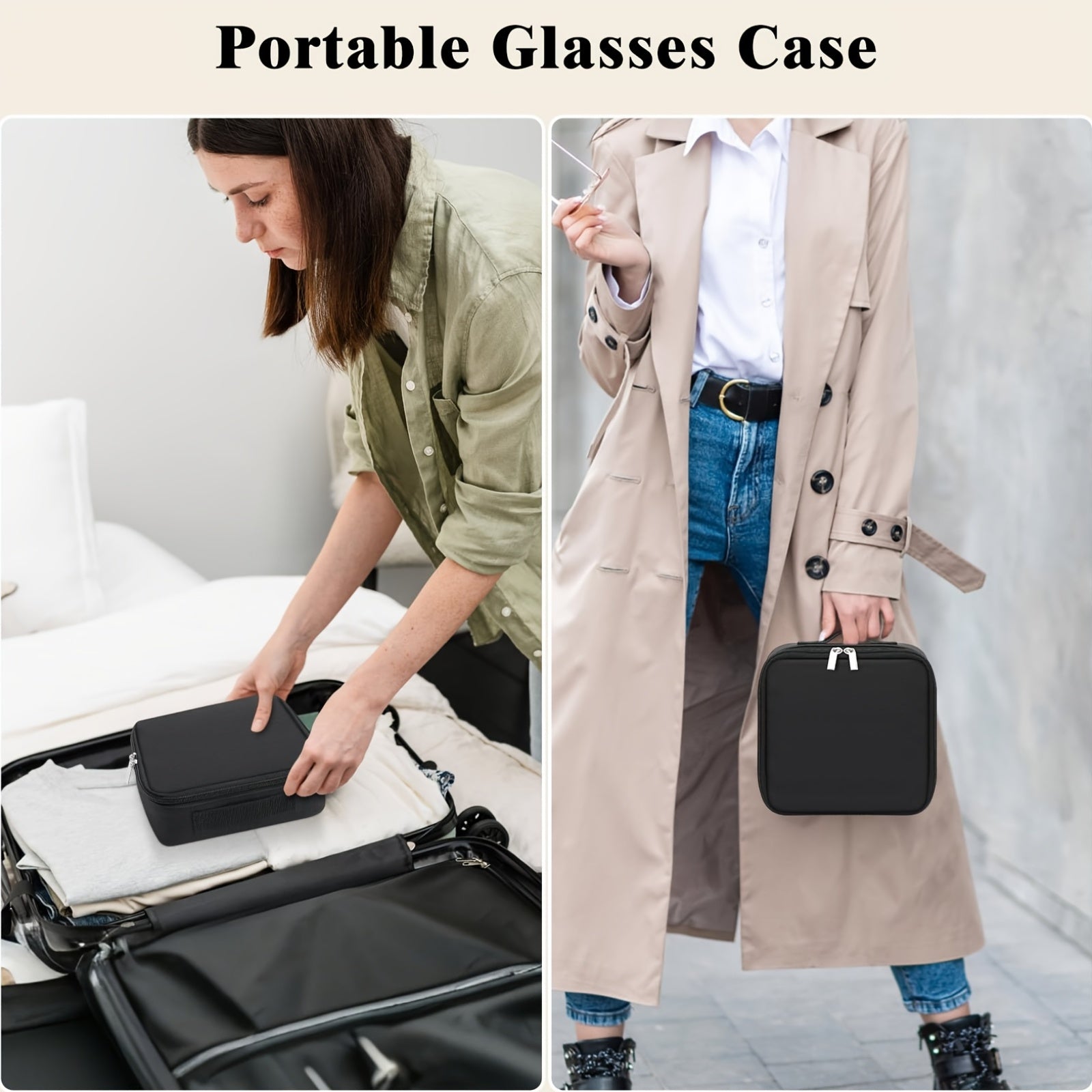Organizer Case Adjustable Slot for Eyeglasses Hard-Shell Portable Storage Box for Men Women