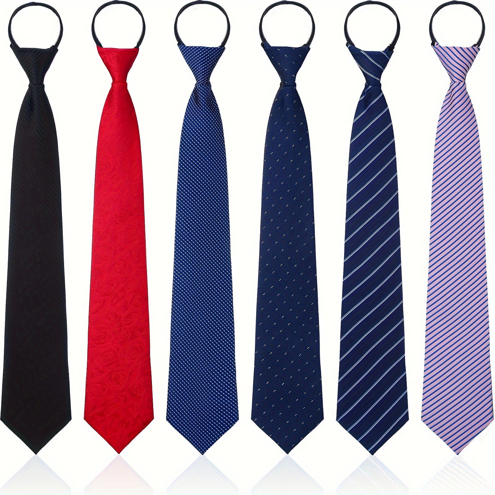 A Set of Six Zipper Ties, Designed for Both Men And Women, Featuring Adjustable Lengths, Ideal for School Uniforms, Graduations, And Business Weddings (Modern Design)