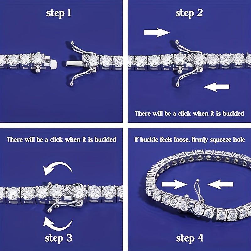 Moissanite Tennis Bracelet 925 Sterling Silver Diamond Alternative Luxury Women 5mm Shiny Faceted Cut Birthstone Bracelet Party Date Gift 7 8 9 Inch