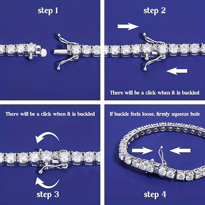 Moissanite Tennis Bracelet 925 Sterling Silver Diamond Alternative Luxury Women 5mm Shiny Faceted Cut Birthstone Bracelet Party Date Gift 7 8 9 Inch