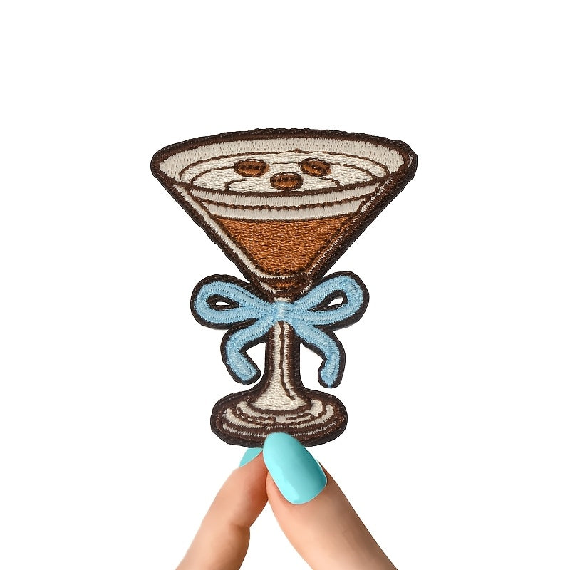 5pcs Vintage Espresso Martini Embroidered Patch - Polyester, Casual Style for Clothing, Backpacks & Jackets - Perfect DIY Gift for Christmas, Thanksgiving, Coffee, Hat, Accessories