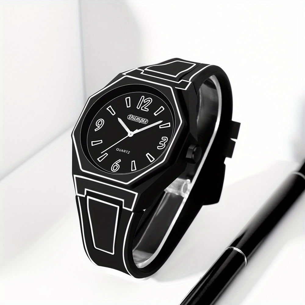 Silicone Strap Watch Unisex Creative Round Dial Analog Quartz Wristwatch, Fashion Casual Outdoor Sport Watch for Men Women Students, Available in White Blue Red Black