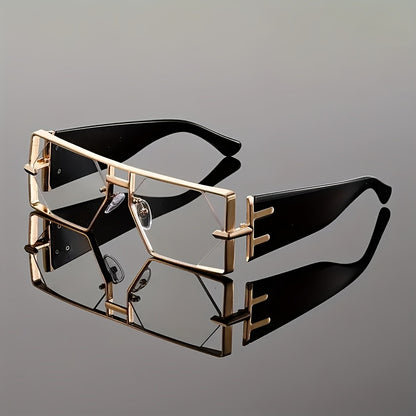 Oversized Square Sunglasses UV400 Hollow Metal Frame - PC Lens Trendy Exaggerated Fashion Eyewear Women Men Beach Vacation Travel 4 Colors