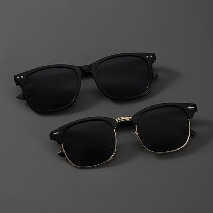 Fashion Glasses 2 Pack Square Frame Lightweight Decorative Eyewear for Men Women – Clear Non-Prescription Lens, Unisex Daily Wear Party Costume, Black Gold or Black Silver