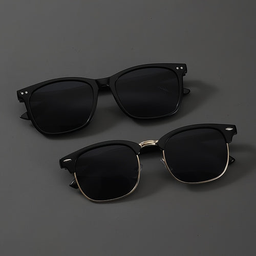Fashion Glasses 2 Pack Square Frame Lightweight Decorative Eyewear for Men Women – Clear Non-Prescription Lens, Unisex Daily Wear Party Costume, Black Gold or Black Silver