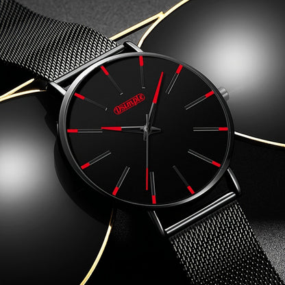 Men's Quartz Watch with Stainless Steel Mesh Band | Chronograph, Date & Day Display, Scratch-Resistant Glass, Minimalist Analog Wristwatch for Everyday & Formal Wear