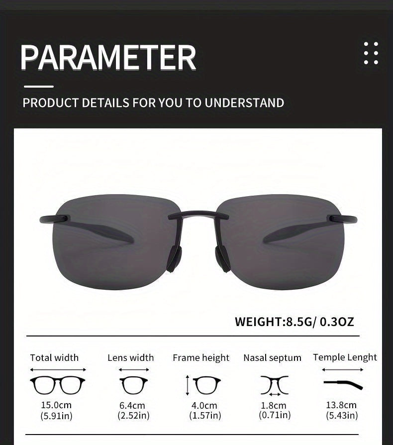Sports Sunglasses Polarized TR90 Rimless - UV400 Lightweight Frameless Men Women Running Fishing Baseball Cycling Hiking Golf 4 Colors