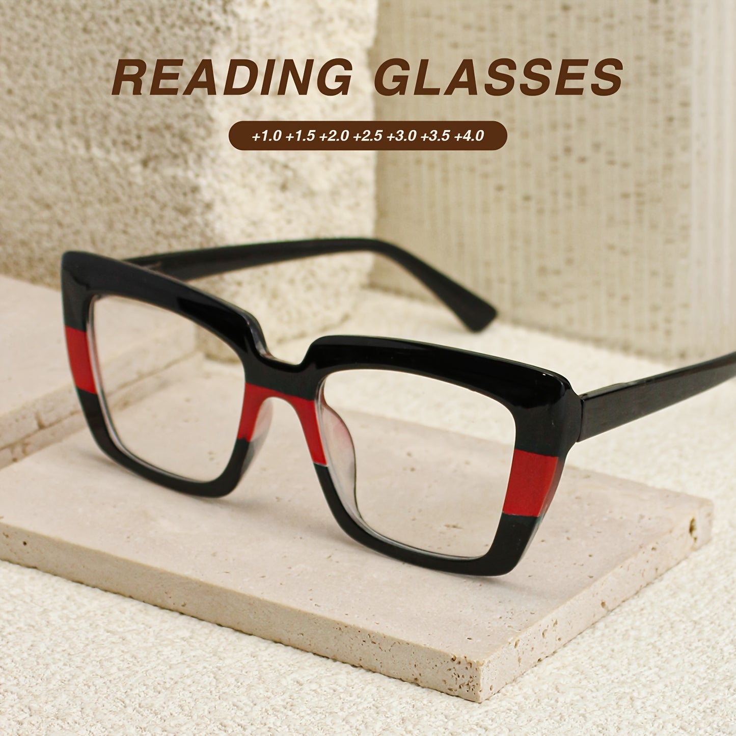Reading Glasses 8-Pack Retro Print Color Clash Rectangular Spring Hinge Women Fashion Party Holiday Gift Eyewear Magnification +100 to +400 Colorful Trendy