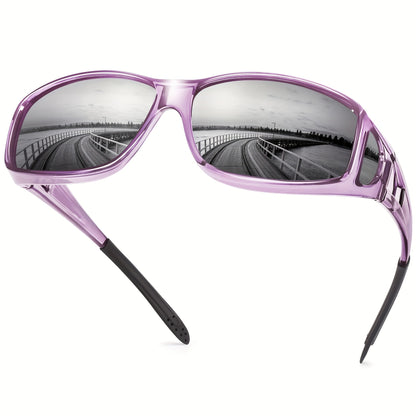 Rectangular Fashion Sunglasses Unisex Fit-Over Prescription Glasses Multi-Color Mirrored Gradient Lenses for Men and Women Stylish Everyday Eyewear