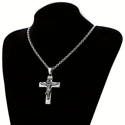 Jesus Cross Necklace for Men - Vintage Thorn Crown Pendant Christian Religious Jewelry, Stainless Steel Lobster Clasp, Perfect Gift for Christmas Easter Birthday Daily Wear Formal Occasions