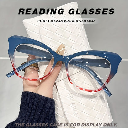 Blue Light Reading Glasses Butterfly Cat Eye for Men Women – Anti-Blue Light HD Presbyopic Eyewear AC Lens PC Full Rim Frame, Minimalist Fashion Readers +100 to +400, Green Blue Black Color