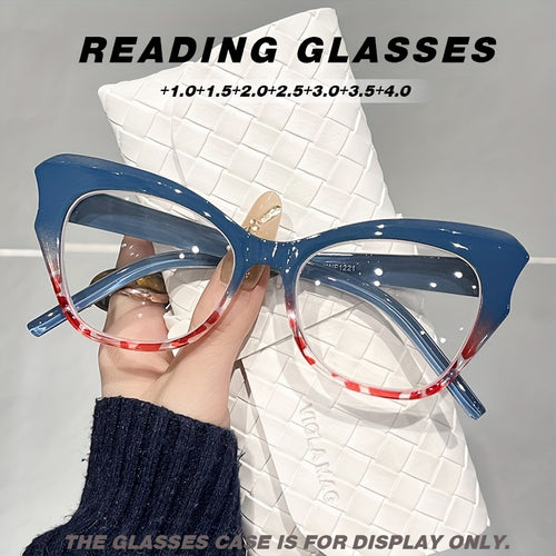 1 Pair LNTANO Minimalist Butterfly Cat Eye Reading Glasses, Anti-Blue Light HD Presbyopic Eyewear, AC Lens, PC Frame, Full Rim, for Men And Women