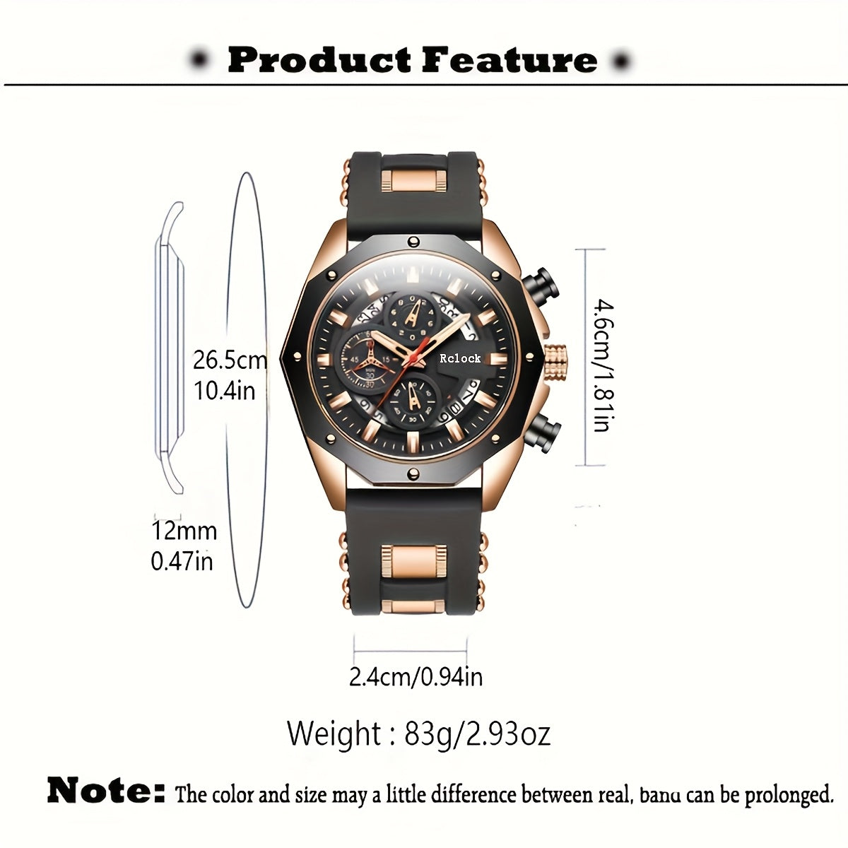Fashionable And Popular Men's Business Sports Watch, High-End Automatic Calendar Large Dial Quartz Wristwatch for Men.