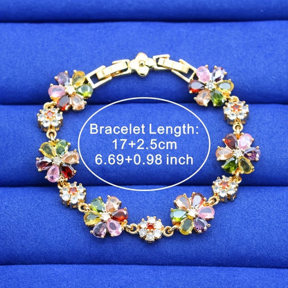 18K Gold Plated Zirconia Bracelet for Women – Vintage Floral Motif CZ Bangle, Elegant Retro Jewelry for Daily Wear, Special Events & Valentine's Day Gift