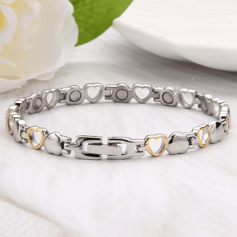 Copper Heart Magnetic Bracelet 2pcs for Women - 99.99% Pure Copper Boho Vintage Hollow Heart Link, Nickel-Free Wrist Bracelet for Daily Wear & Special Occasions