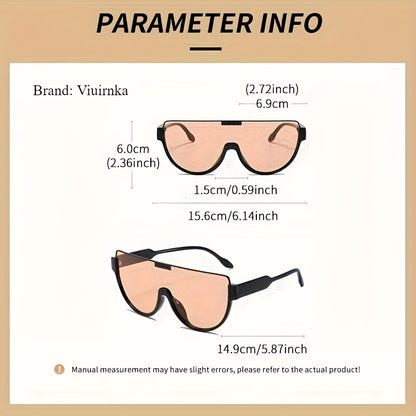 Oversized Semi-Circular Sunglasses Unisex Glare Resistant Trendy Fashion Shades Daily Wear Travel Vacation 5 Lens Colors Gray Orange Blue White Durable