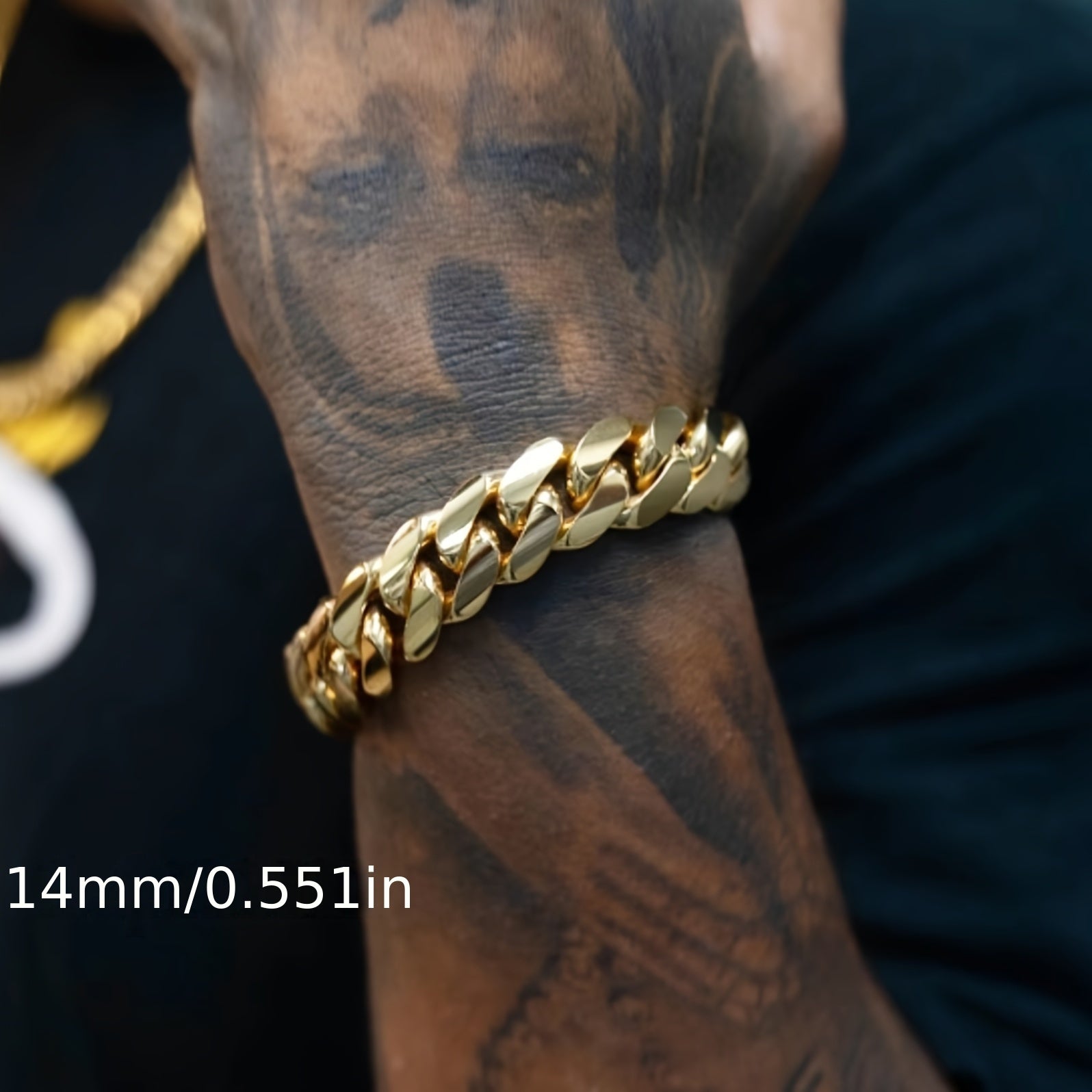 Men's 18K Gold Plated Cuban Chain Bracelet - 8/10/12/14/16/18/20/22mm Width Options, 18K Gold Plated Gold Plated Suitable for Daily Wear, Parties, Valentine's Gift, Events & Mardi Gras - Year-Round Luxury Accessory