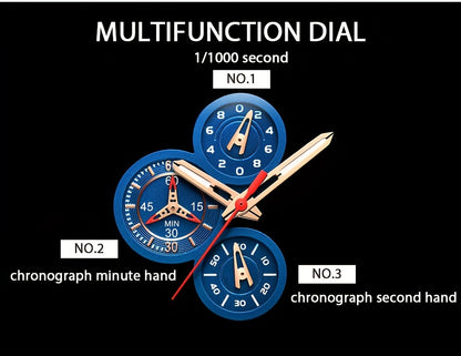 Men's Chronograph Quartz Watch with Luminous Dial & Calendar | Stopwatch, Outdoor Sports Casual Wristwatch – Black, Blue, Gold & Silver Color Options