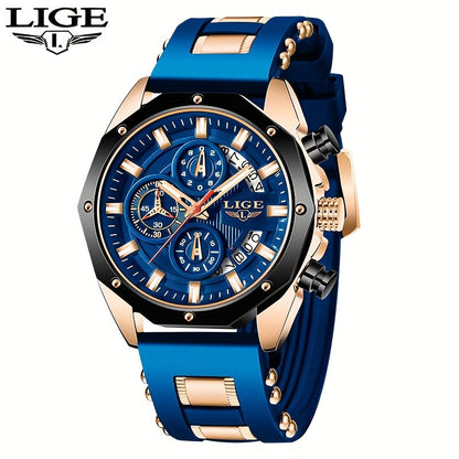 Men's Chronograph Quartz Watch with Luminous Dial & Calendar | Stopwatch, Outdoor Sports Casual Wristwatch – Black, Blue, Gold & Silver Color Options